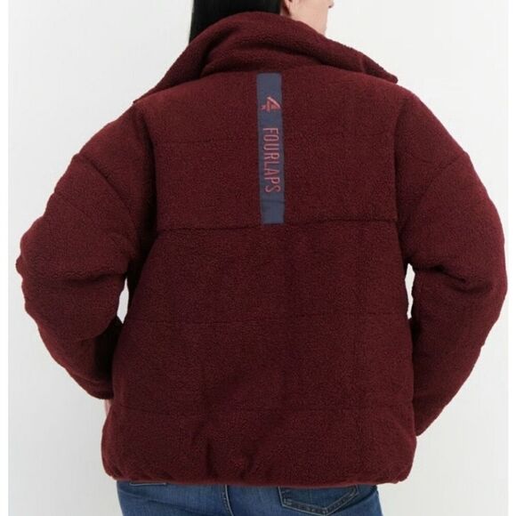 Fourlaps Women’s Polar Quilted Reversible Sherpa Jacket Burgundy/Smoke Nwt Small - Picture 11 of 11